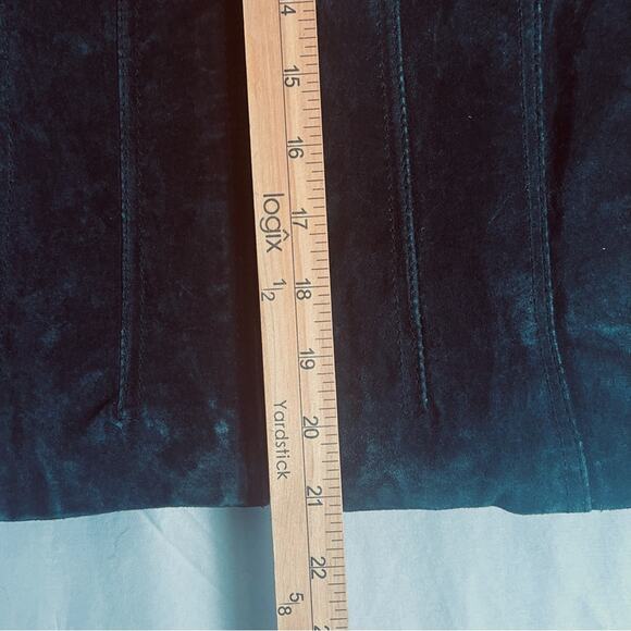 Vintage Suede Cropped Lady Jacket Womens Medium Dark Grey Green Fitted Fall - Picture 9 of 10